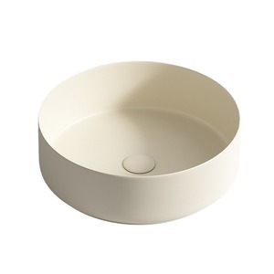Cream Colored <b>Round</b> Countertop <b>Basin</b> Ceramic Bathroom Sink Single Hole Easy Cleaning - Product Image 5
