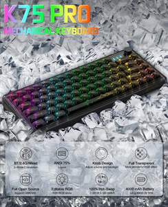 K75RGB transparent <b>keyboard</b> 81-key three-mode wireless wired mechanical player e-sports <b>keyboard</b> - Product Image 4