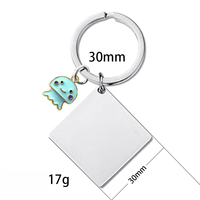 Porte-clés carré en acier inoxydable gravable personnalisé Ywyougang, porte-clés vierge en forme de plaque militaire avec breloque pour cadeau personnalisé DIY