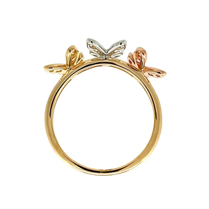 Bague ouverte papillon en or tricolore avec diamants et pierres précieuses, bijoux de luxe pour femmes - Product Image 1