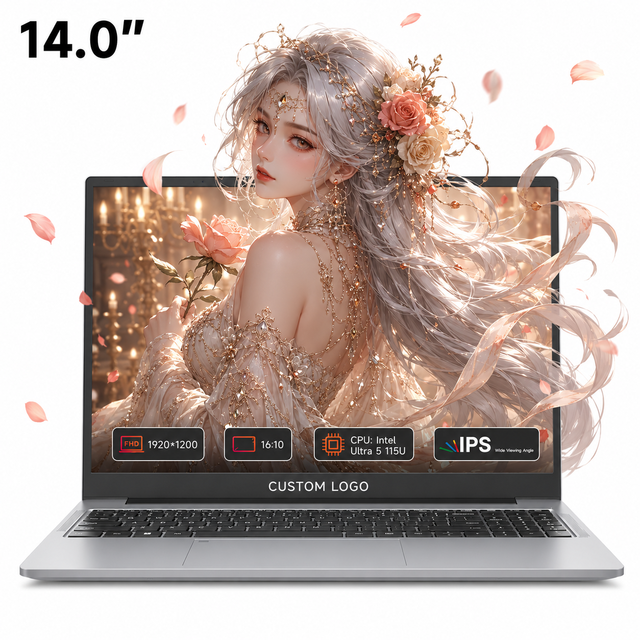 ODM Slim 14 Inch Intel Ultra 5 115U 10 Threads Win11 DDR5 6400MHz FHD Plus Camera 2.0MP Business Laptop Ordinateur Portable