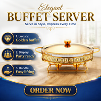 Plat de service de luxe en forme d'œuf doré, chauffe-plat 9L en acier inoxydable pour buffet, hôtel, restaurant, table, fête, traiteur