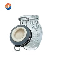 Minifrasco hermético de cierre con tapas de bloqueo, tarro de almacenamiento de vidrio superior, recipiente hermético de vidrio de miel con tapa de abrazadera