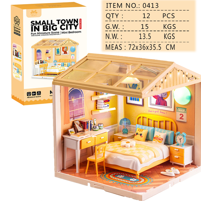 Modular City & Village Bedroom Building Kits - DIY Miniature Architecture Model for Kids Adults Home Display