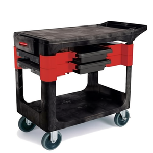 Carrello Utilitario Nero Industriale con Cassetti e Ripiano Inferiore per Stoccaggio e Trasporto - Product Image 3