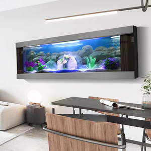 Geborsteld Aluminium Wandframe Glazen Aquarium W/Filter, Thuis/Kantoor Waterplanten/Koraal/Vissen Eco Display, Aquarium Fabriek - Product Image 4