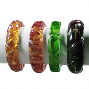 Meilleurs bracelets vintage fantaisie élégants en résine, multicolores, rayés vert et jaune, design de mode unisexe, bijoux, cadeau de fête, bracelet pour femme - Product Image 3
