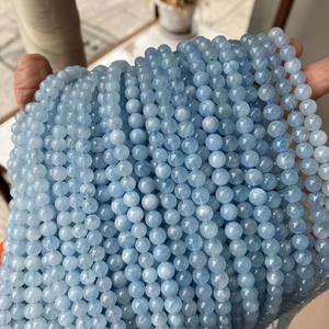 Naturale di Guarigione di Pietra di Alta Qualità Allentati Della Pietra Preziosa Rotonda Perline Opache Blu Quarzo di Cristallo Acquamarina per Gioielli FAI DA TE Che Fanno - Product Image 5