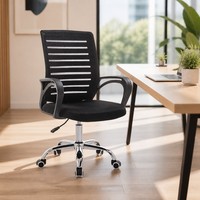 Chaise de bureau minimaliste en maille respirante, hauteur réglable, accoudoirs fixes, chaise de bureau pour le personnel