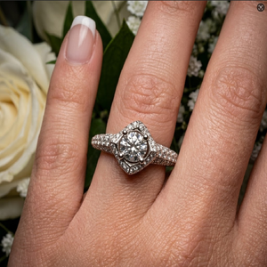 Solid 18k White Gold Pass Diamond Tester <b>Split</b> Shank Halo Semi Mount Engagement <b>Ring</b> Gh Color Top Si1 Wholesale Fine Jewelry - Product Image 2