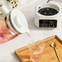 Tetera de Vidrio de Borosilicato Alto, Hervidor de Agua Digital, Tetera de Vidrio Desmontable, Tetera Eléctrica de Bienestar con Panel de Calentamiento de Microcristales