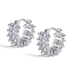 Dylam Trendy Women Fine Jewelry 925 Sterling Silver Rhodium Plated 5A CZ Cubic Zirconia Baguette Gear <b>Hook</b> <b>Earrings</b> - Product Image 1
