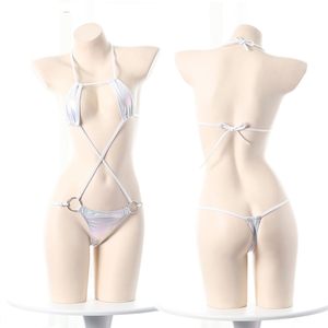 Ensemble de lingerie sexy en cuir PU, bralette effet mouillé, mini-jupe, tenue de boîte de nuit, style fétiche, vêtements de club, accessoire de danse exotique, taille plus - Product Image 6
