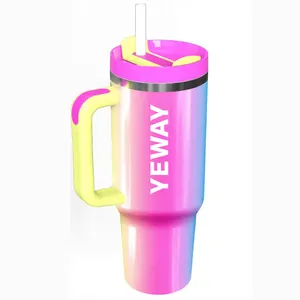 Yeway 2023 핫 세일 컵 여행 머그 보온병 손잡이와 빨대 40Oz 텀블러 음료 추위와 뜨거운 유지