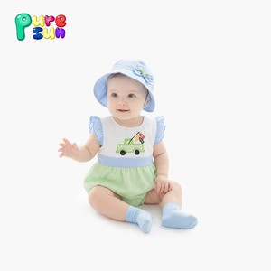 Puresun OEM/ODM, Blusa de Manga con Volantes, Estampado a Cuadros, Bordado de Fresas, 100% Algodón Orgánico Suave, Verano, Logotipo Personalizado, para Bebés Niñas - Product Image 3