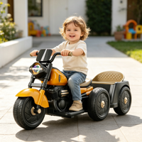 Nouveau design, tricycle électrique à deux places pour enfants, moto à pédales en plastique, télécommandée avec musique et éclairage pour garçons et filles