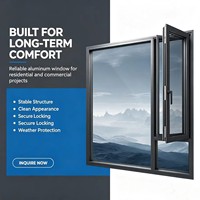 Ventana Abatible de Aluminio con Doble Vidrio Templado Insonorizado y Ahorro de Energía YATTON, Moderna, para Cocina y Exteriores