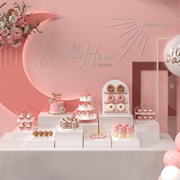 Support de présentation 3D en acrylique à cinq faces pour buffet, socle de décoration pour gâteau de mariage, présentoir à desserts