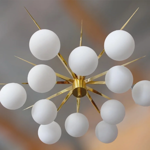 Lámpara de Techo Sputnik Moderna de Mediados de Siglo, Dorada, con Globos de Vidrio Esmerilado, de Hierro, para Sala de Estar, Restaurante, LED - Product Image 5