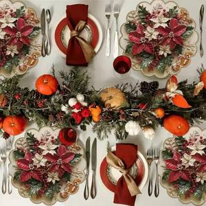 Manteles individuales de ondas circulares de Navidad, manteles antideslizantes resistentes al calor, <span class=keywords><strong>mantel</strong></span> redondo de decoración de Navidad <span class=keywords><strong>para</strong></span> fiesta de comedor de invierno - Product Image 2