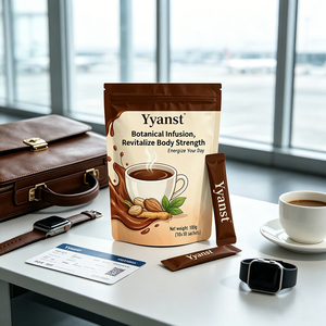 Café instantané à l'extrait botanique de ginseng naturel 10g*10 sachets, boisson pure et brute à base de plantes, sachet refermable Brown Splash - Product Image 5