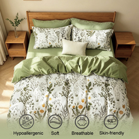 Parure de draps de luxe moderne 100 % coton 300 fils, rafraîchissante et antibactérienne, 4 pièces, douce et respirante pour la maison et l'hôtellerie