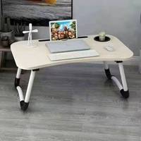 Nouveau bureau d'ordinateur pliable en bois 2025 – Table d'appoint simple pour ordinateur portable, idéale pour l'étude, la chambre et le dortoir, avec rangement intégré pour étudiants