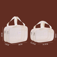 Sac de toilette de voyage à double couche en maille grande capacité, organiseur de cosmétiques multifonctionnel avec doublure en PVC lavable pour femmes