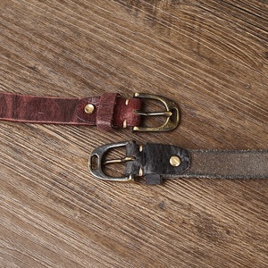 Ceintures de luxe en <span class=keywords><strong>cuir</strong></span> véritable grain fissuré vintage avec logo personnalisé en gros d'usine pour femmes avec boucle ardillon en laiton massif - Product Image 3