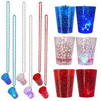 Colliers de verres à shot du 4 juillet en plastique en gros sur collier de fête lumineux à LED perlé, accessoires du 4 juillet