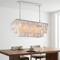 Luminaire suspendu en verre et fer forgé de style français, moderne et luxueux, pour salon, salle à manger, LED, économe en énergie, luminaire suspendu carré