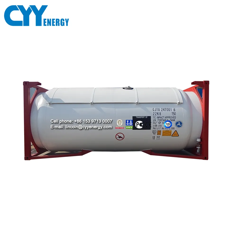 Digunakan Tangki ISO kontainer 20m3 Cryogenic Cair LOX/LIN/Lar/LNG Tank