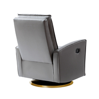 Fauteuil inclinable manuel pivotant et à bascule en cuir véritable gris, meubles de salon