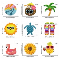 Parches al por mayor para ropa de verano, listos para enviar: Parche de palmera y coco con lentejuelas, Parche termoadhesivo de onda oceánica para chanclas.