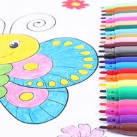Stylo de dessin artistique, pigment riche, pointe fine de 1 mm, crayons de couleur multi-usage pour enfants, 24 couleurs, stylos à peinture lavables pour livres de coloriage, croquis