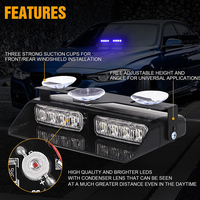 Luces de Barra 2 en 1 Personalizables de 16 Vatios, Lámpara Interior para Parabrisas, Montaje Dividido, Luz Estroboscópica LED Roja y Azul para Ambulancia