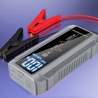 Démarreur de voiture portable avec grand écran LED numérique, batterie externe multifonction pour téléphones mobiles, noir/rouge, 10000mah, 12000mah, 16000mah