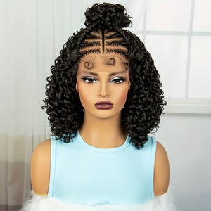 Pelucas Jennifer de Encaje Completo HD de Longitud Corta con Trenzas Africanas y Cabello de Bebé, Diseño de Trenzas Particionadas para Mujeres Negras - Product Image 3