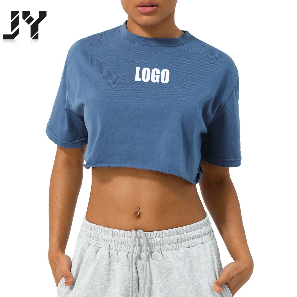 Joyyoung Custom LOGO Women's Spring Summer Breathable 100% Cotton Short-Sleeved Yoga Dance Running Fitness Loose Sports T-Shirt