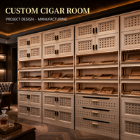 Turnkey walk-in humidor systeem, op maat gemaakte sigarenkamer, Spaanse cederhouten schappen, temperatuur- en vochtigheidsregeling, hotel-, club- en villaproject.