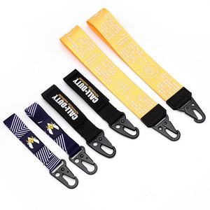 Custom Printed logo Woven Lanyard Nylon Jacquard Keychain Short Wrist Lanyard with Eagle Mouth <b>Hook</b> - Product Image 3