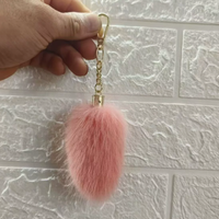 Porte-clés de voiture artisanal en fausse fourrure de renard pour femme, breloque de luxe en cuir pour sac à main