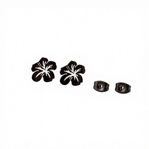 YB-56 Pendientes de tuerca huecos de acero inoxidable chapados en oro con diseño de flor para mujer, al por mayor - Regalo - Product Image 2