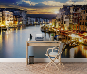 Paysage urbain européen Murale auto-adhésive pour la décoration intérieure Canal de Venise <span class=keywords><strong>Papier</strong></span> <span class=keywords><strong>peint</strong></span> coucher de soleil facile à appliquer - Product Image 4