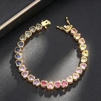 Farbiges CZ Tennis-Armband Vergoldetes Messing Diamant Klassisches Geometrisches Unisex Modeschmuck Elegantes Statement-Design Großhandel