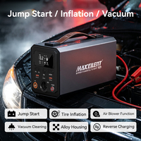 Portable Mini 12V 65W 150PSI 1800A Air Pump Compressor Multifunctional Jump Starter Car Battery Tire Inflator Power Bank Vacuum