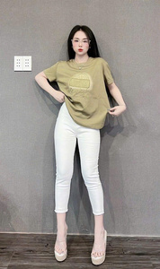 T-shirt en coton 100% à manches courtes, col rond, style décontracté, imprimé en relief, zone magique, support d'échantillon - Product Image 5