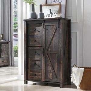 Cómoda Rústica Estilo Granja WenFeng OEM/ODM - 54 Pulgadas <span class=keywords><strong>de</strong></span> Ancho, 7 Cajones, Textura <span class=keywords><strong>de</strong></span> <span class=keywords><strong>Madera</strong></span> Natural, Mueble <span class=keywords><strong>de</strong></span> Almacenamiento Antiguo para Dormitorio o Pasillo - Product Image 3