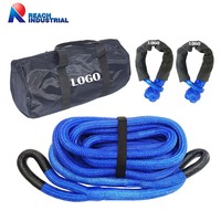 Cordon de récupération cinétique robuste 4x4 de 1 po x 30 pi (30400 lb) avec 2 manilles souples, pour remorquage de véhicules et secours d'urgence