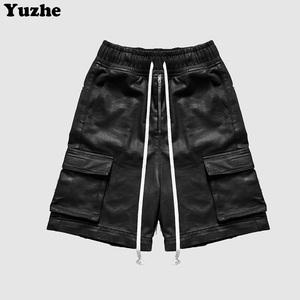 Celana Kulit Pria Model Terbaru OEM Black Cargobelas, Desain Kustom, Kasual, Pinggang Sedang, Ritsleting, Bergaya, Dapat Dilepas - Product Image 3